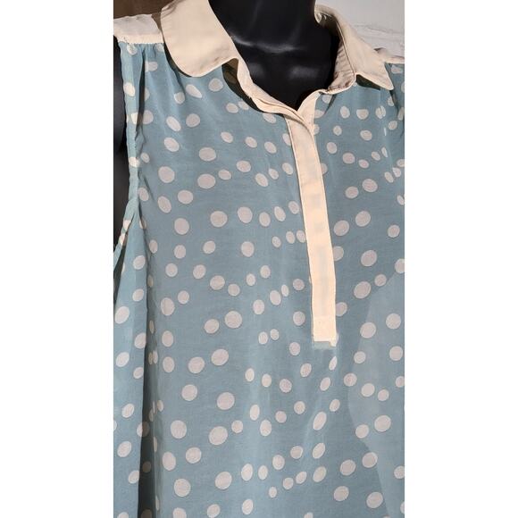 Chloe K Polka Dot Sleeveless Blouse Sheer Tank Top Button Trim Medium - Picture 2 of 5